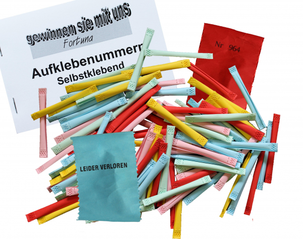 Lospaket - Sicherheitslose bunt, Gewinne optional Aufkleber und Nieten